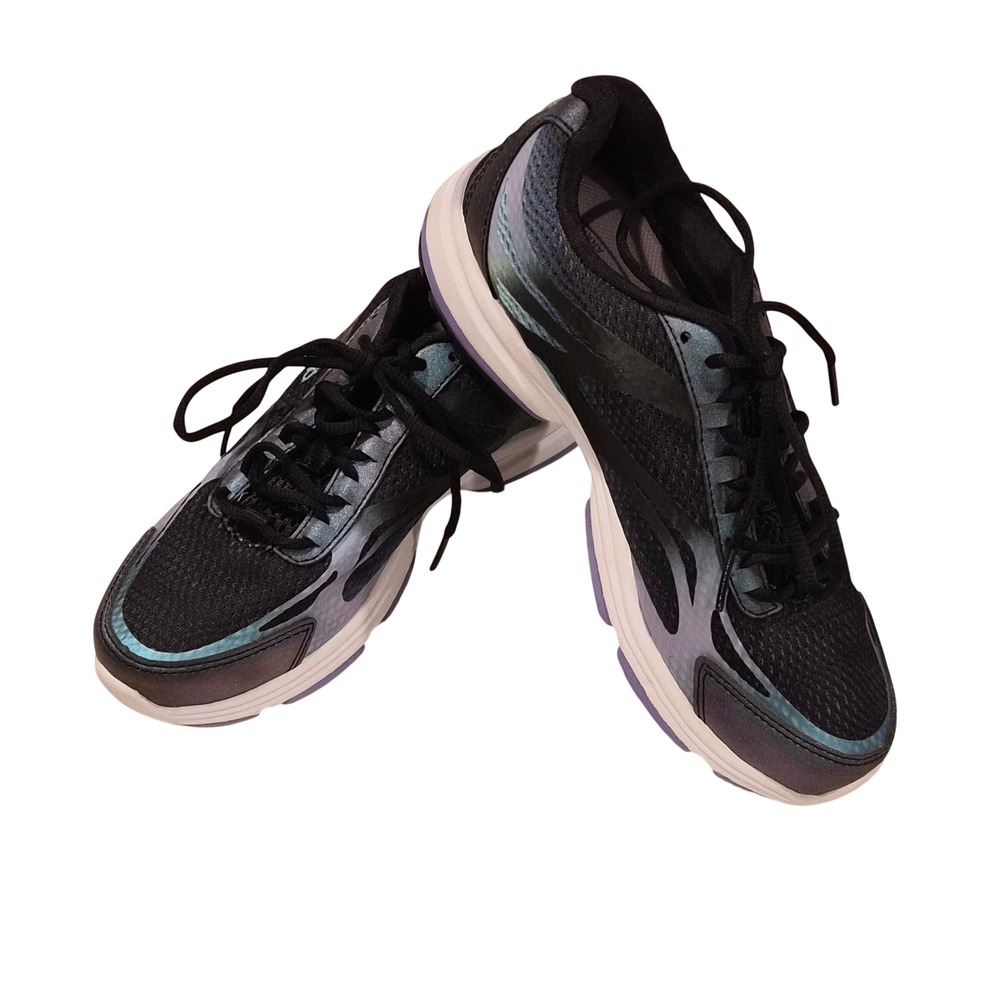 Ryka Devo Plus 2 Walking Shoes Black Iridescent Purple Womens 6W Wide Sneaker
